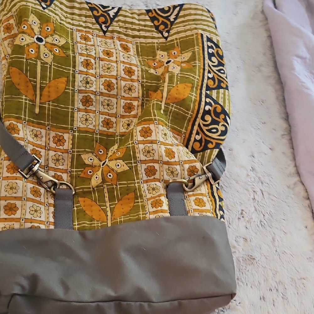 Large Floral Patchwork Back Pack Bag - Multicolor - image 2